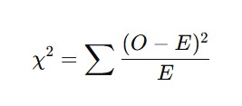 Picture showing the formula for calculating the chi-square value